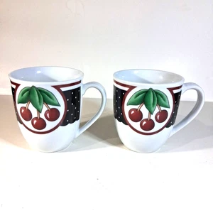 Mary Engelbreit Cherries Cherry Cameo Coffee Mug Cups Enesco Lot of 2 - Picture 1 of 3