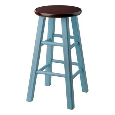 Winsome Wood Ivy Counter Stool Rustic Light Blue and Walnut 24in - Image 1 of 3