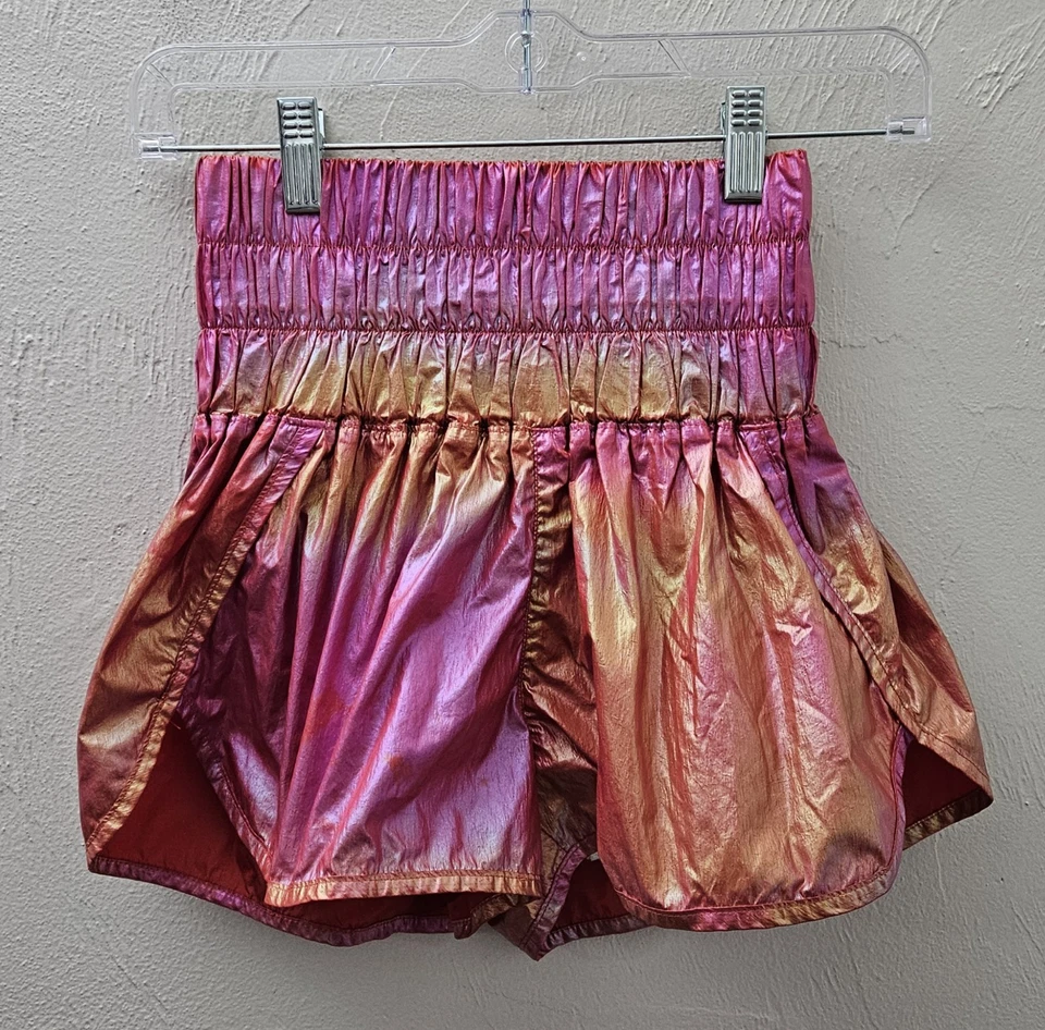 Pantalones Cortos Free People Movement Para Mujer Talla XS Iridiscente Tiro Alto Rosa 2" Entrepierna  Foto 1 de 4