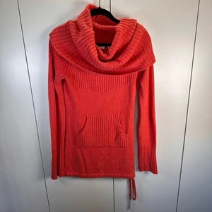 Anthropology Sleeping on Snow Womens Med Coral Knit Sweater Tunic Pocket Cozy - Picture 1 of 7
