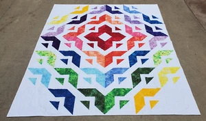 NEW~All Roads Botanical Rainbow Diamond Patchwork Full/Queen Quilt 72" x 84" - Picture 1 of 4