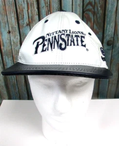 Rare Vintage MODERN Penn State Nittany Lions Hat BLUE White LEATHER Snapback USA - Picture 1 of 6