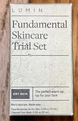 Juego de prueba fundamental para el cuidado de la piel Lumin para hombre para piel seca, lavado facial e hidratante Foto 1 de 3