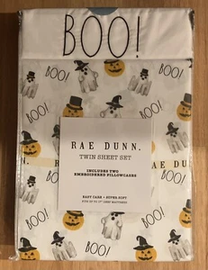 Rae Dunn Halloween Twin Ghost And Pumpkin Sheet Set - Picture 1 of 1