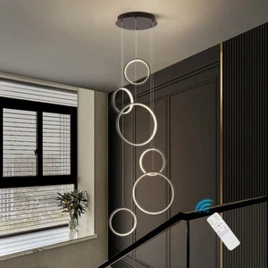 LED Pendant Light Home Stair Chandelier Lighting Hotel Lamp Black Ceiling Lights - Picture 1 of 6