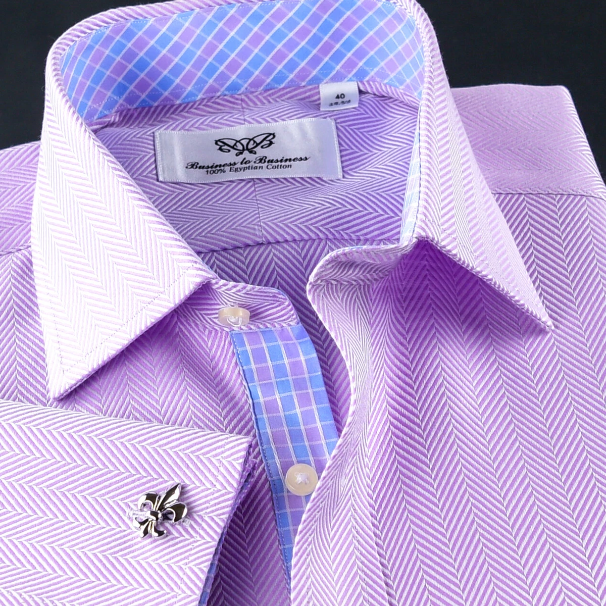 Men's 100% Cotton Formal Shirt – Light Purple With Stripes, Full Sleeve Regular Fit, Size 40 - View #10