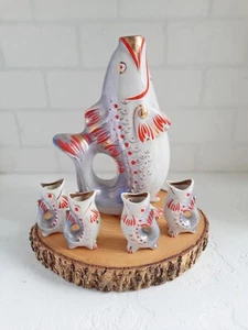Soviet Statuette porcelain set for alcogol figurine fish vintage Polonne - Picture 1 of 6