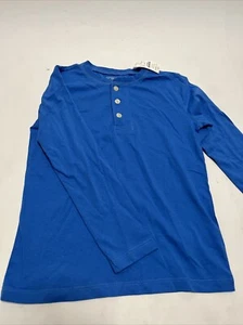 J.CREW Crewcuts Classic Long Sleeve Henley Blue T-Shirt Boys Size S (6-7) - Picture 1 of 13