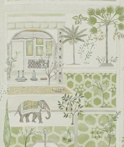 SANDERSON CURTAIN FABRIC "Sultan's Garden" 3 MTRS GARDEN GREEN LINEN BLEND - Picture 1 of 7