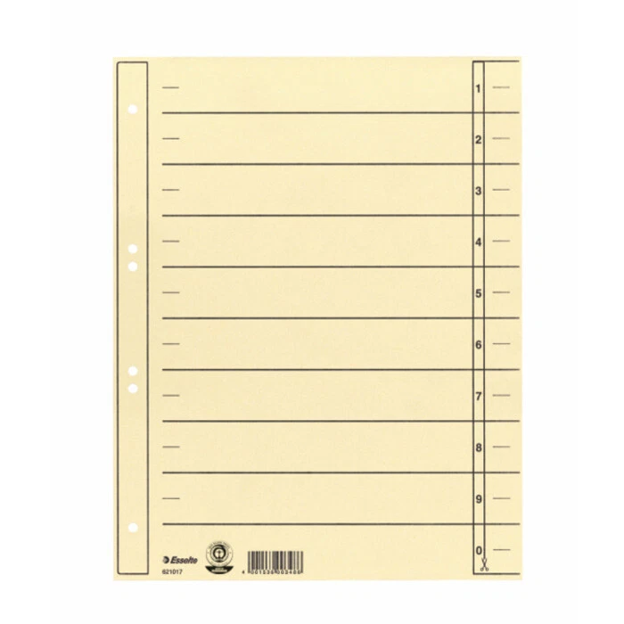 100 Stück Esselte Karton Trennblätter DIN A4 Überbreite, chamois 180 g/qm