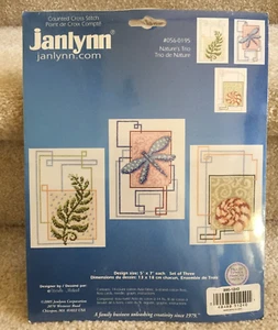 Janlynn Counted Cross Stitch Sealed Kit Nature's Trio Dragonfly Fern FREE SHIP - Picture 1 of 10