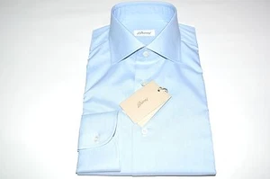 NUOVO BRIONI Vestito Camicia Blu 100% Cotone Taglia 15,75 Us 40 Eu (Cod MA24) - Foto 1 di 4