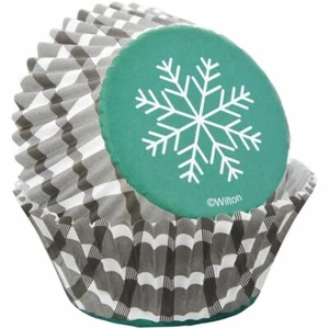Snowflake Plaid 75 Ct Baking Cups Cupcake Liners Wilton Christmas - Picture 1 of 4