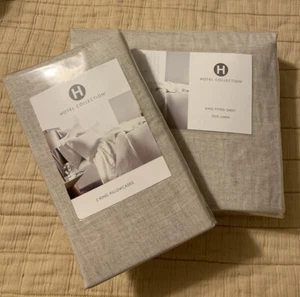Hotel Collection Linen King Fitted Sheet + Two King Pillowcases Natural. Brand - Picture 1 of 6