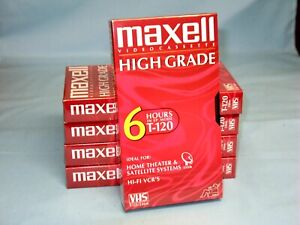 MAXELL T-120 VHS ~ BLANK VIDEOCASSETTE TAPE ~ 6 HOUR ~ BRAND NEW ~ SEALED
