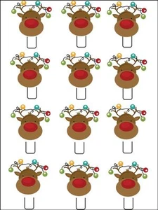 12 x CHRISTMAS REINDEER STAND UPS Edible Rice Paper Cup Cake Decorations Toppers - Picture 1 of 1