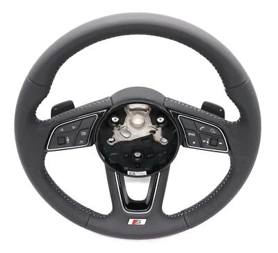 Roue de direction multifonctionnelle Original Audi Q2 Cuir perforé S-Line Wippen - Photo 1/4