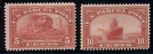 US #Q5.6, 5¢ Mail Train & 10¢ Steamship, both og, LH, fresh and F/VF+, Scott $62 - Picture 1 of 1