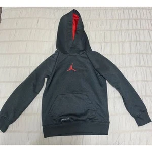 Boys Nike Air Jordan Therma-Fit Hoodie Sweatshirt L/S Pullover Sz S (4/5) Grey - Picture 1 of 5