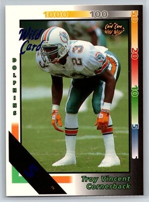 1992 Wild Card Troy Vincent Rookie 5 Stripe Parallel RC #358 - Image 1 of 2