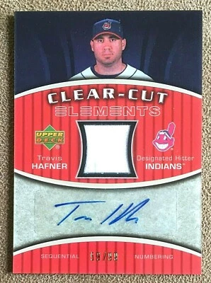 Camiseta deportiva Travis Hafner 2007 Upper Deck Elements corte transparente autógrafo dorada #TH/99 Foto 1 de 2