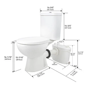 Macerating Toilet System with 600W Pump Upflush Toilet For Basement Dual Flush - Picture 1 of 13