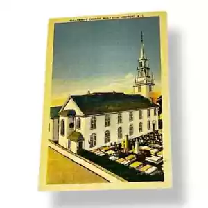 Tarjeta postal Trinity Church Newport Rhode Island tarjeta de lino C497 - Imagen 1 de 2