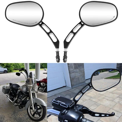 Espejos retrovisores laterales negros para motocicleta corte de borde para Harley Davidson Super Glide Foto 1 de 4