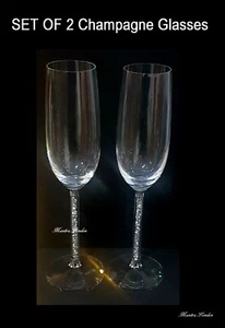 2 LUXUS Champagnergläser 25 CM Kristall zerkleinert Diamant gefüllt Geschenkbox Diamant - Bild 1 von 3