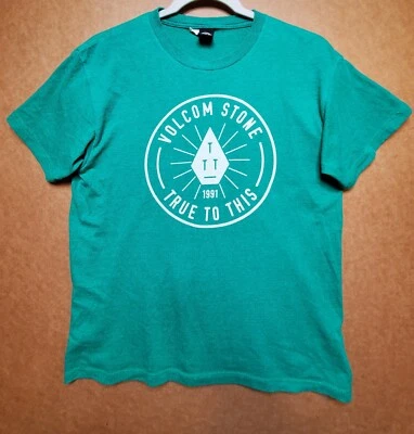 Volcom Mens T-shirt Medium Green Volcom Graphic Short Sleeve Cotton Blend - Image 1 of 4