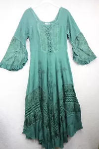 Holy Clothing Green Embroidered Corset Renaissance Dress-Medium-Festival-Hippie - Picture 1 of 12