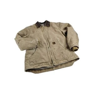 Vtg Carhartt Jacket Men 2XL Brown Duck Canvas Fleece Lined Distressed No Tag - Picture 1 of 17