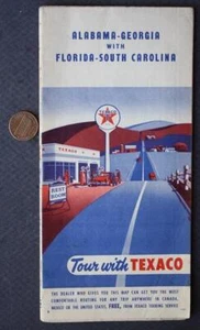 1950 Texaco Oil Gas station Alabama Georgia Florida South Carolina road map----- - Picture 1 of 1