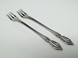 ONEIDA Deluxe Distinction "RAPHAEL" 2 HORQUILLAS DE CÓCTEL de acero inoxidable - brillantes ornamentadas - Imagen 1 de 2