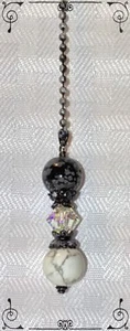 Handcrafted Howlite Snowflake Obsidian Gemstones Made With Swarovski Fan Pull - Picture 1 of 7