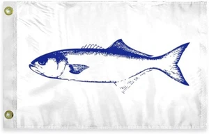 AGAS Blue Fish Novedad Barco Bandera 12"x18" 200D Nylon Latón Ojales Lona Cabezal - Imagen 1 de 7