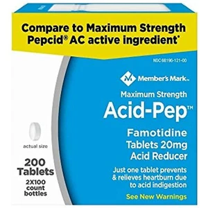 Members Mark Acid-Pep Famotidine Tablets, 20 mg (100 ct, 2pk.) - Picture 1 of 9