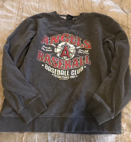 LOS ANGELES Anaheim ANGELS Baseball NEW ERA Gray XL Sweatshirt MLB Free Shipping Cover
