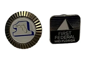 2 Vintage First Federal Bank Of Mid Florida Hat Lapel Pin Tie Tack Accessories - Picture 1 of 5