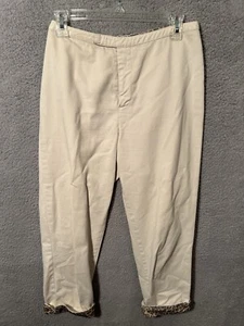 Cheetah Trim Denim Flat Front Chino Pants Women's 28 Beige - Picture 1 of 5