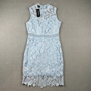 Vestido Eilly Bazar Para Mujer S Azul Encaje Superpuesto Sin Mangas Bodycon Fiesta Cóctel - Imagen 1 de 10