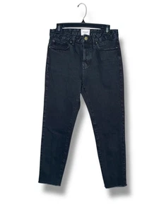 Sezane Denim schwarze Jeans mit Knopfleiste und freiem Saum Größe 27 100% Baumwolle - Bild 1 von 14
