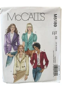 Chaquetas forradas McCALL'S M5189 Misses talla 14-20 patrón de costura vintage - Imagen 1 de 2