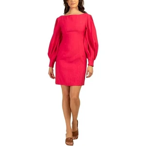 Trina Turk Hiya Bishop Long Sleeve Mini Shift Dress Dragon Fruit Pink Sz 4 NWT - Picture 1 of 12