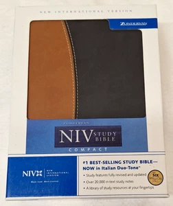 Zondervan NIV Study Bible, Compact Edition - Tan/Black Italian Duo-Tone GOOD - Bild 1 von 8