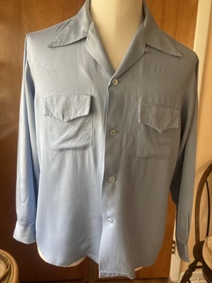 Vintage 1950's rockabilly gabardine L/S shirt men's size (L) VLV! - Image 1 of 4