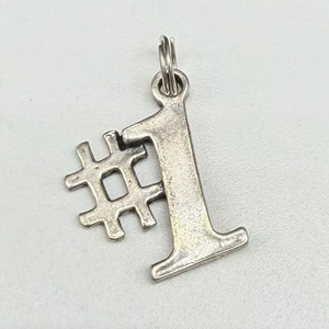 Vtg SJC Sterling Silver Retro Charm Number One #1 Winner First Place 3/4" - 1.3g - Picture 1 of 8