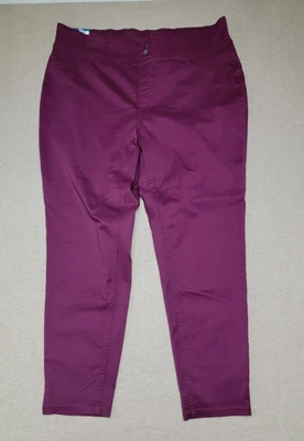 NWT~ TERRA & SKY~Woman's 1X (16W-18W) Cranberry Skinny Mid Rise Jeggings Stretch - Image 1 of 4