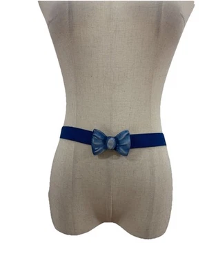 Vtg 80s Blue Bow Belt Cute 30” Twee Cottagecore Unique Retro Waist Cinch  - Image 1 of 4