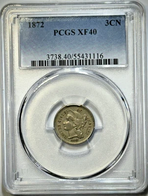 1872 THREE CENT NICKEL - PCGS XF40 - Image 1 of 4